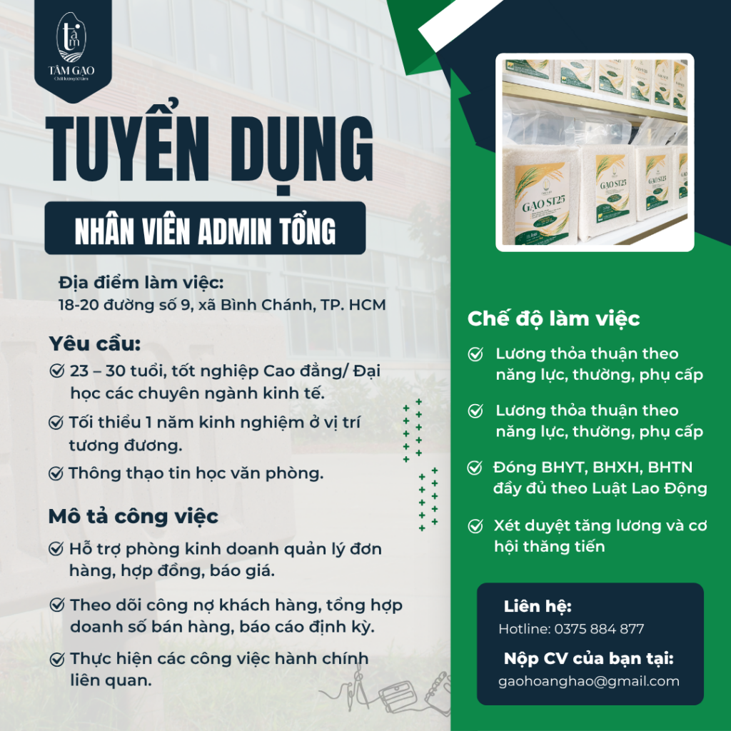 Tuyển dụng nhân viên Admin