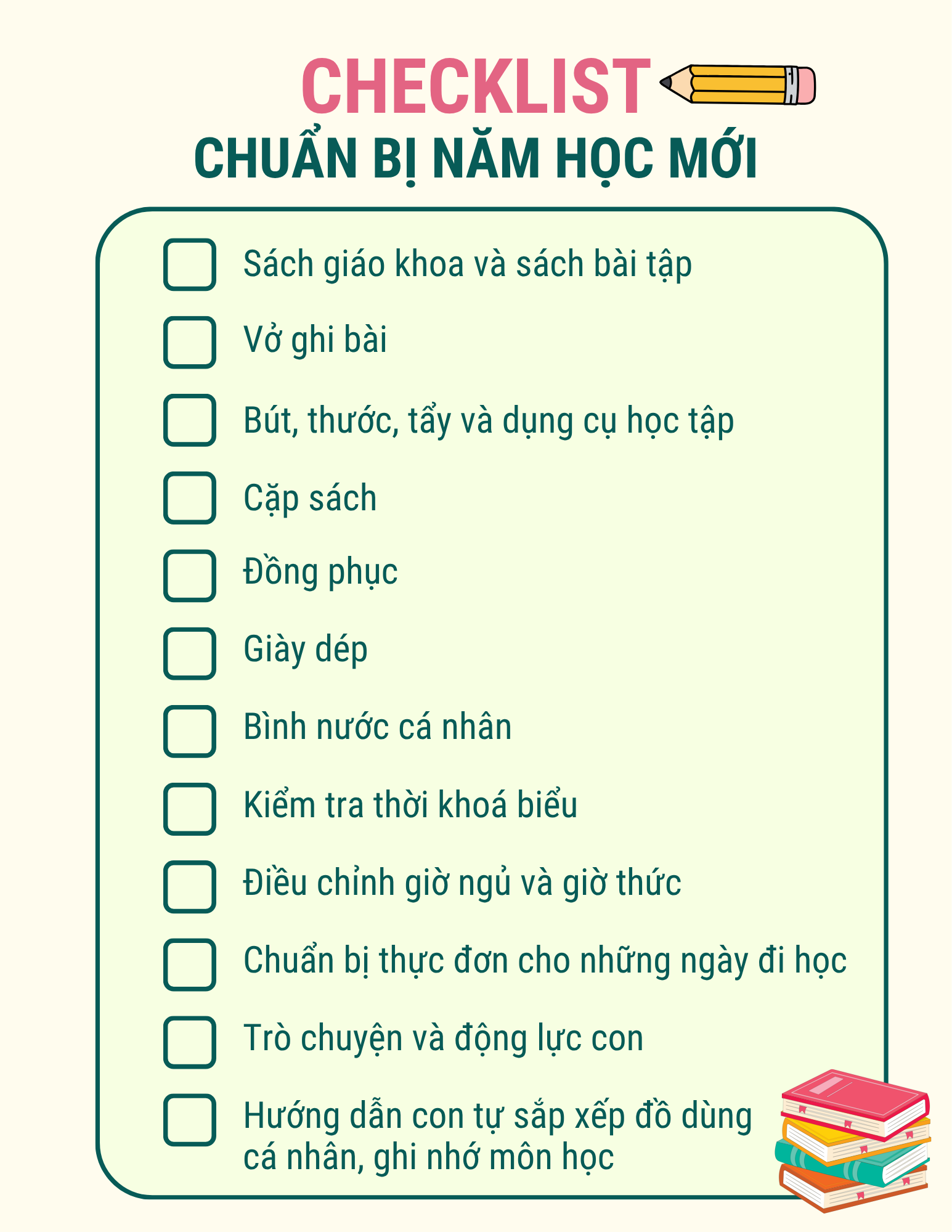 Checklist chuẩn bị gì cho con vào năm học mới